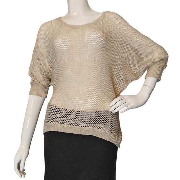Q Sweaters - Q 1982 Cream Open Knit Dolman Sleeve Sweater Size Large